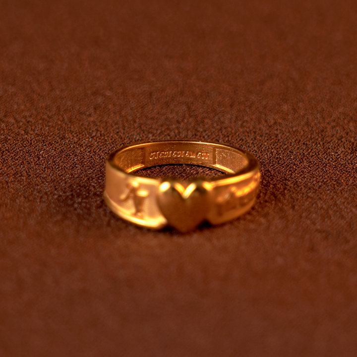 Customised Heart Name Gold Couple Ring