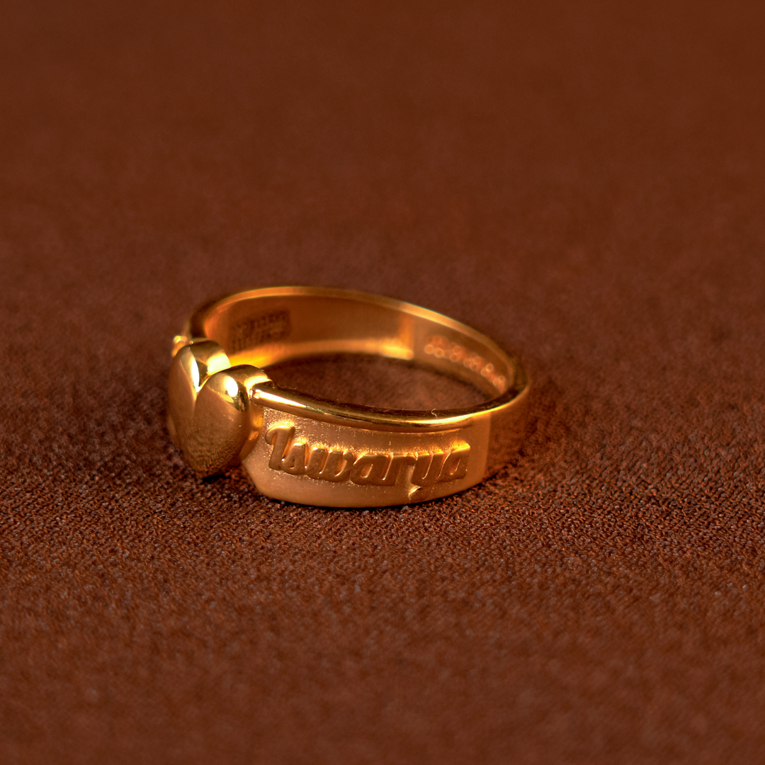 Customised Heart Name Gold Couple Ring