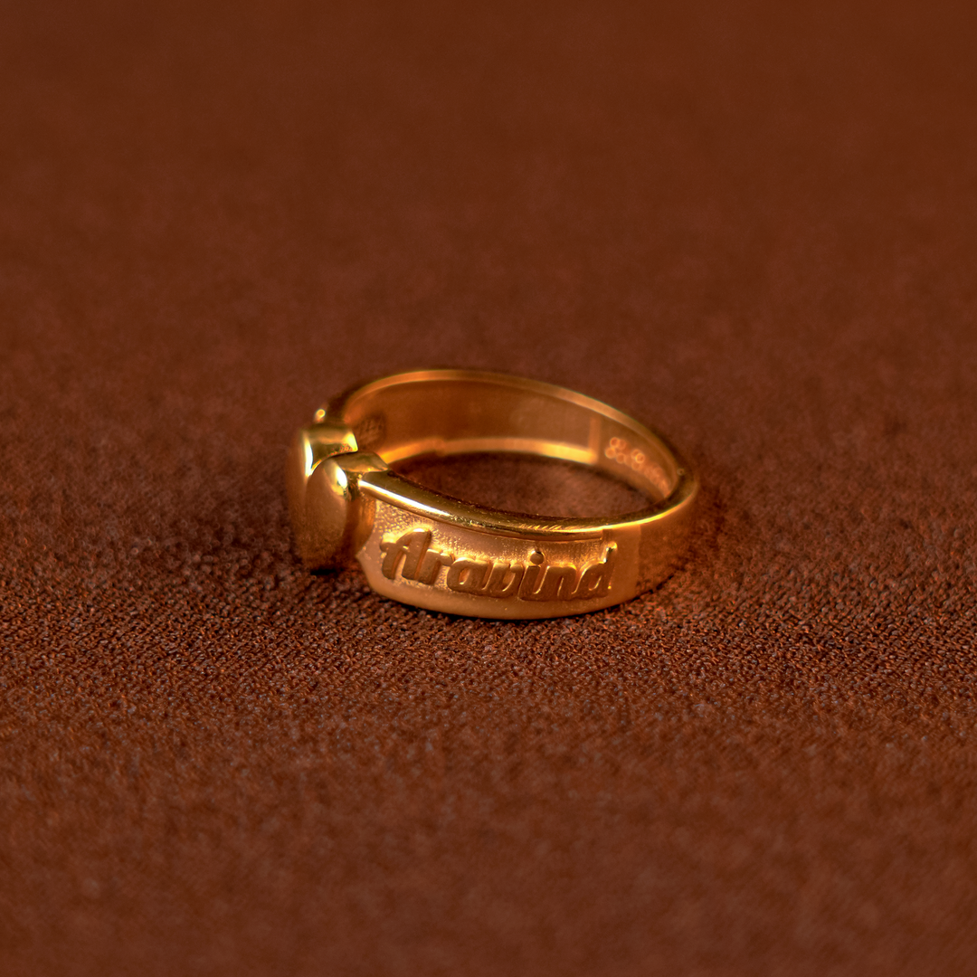 Customised Heart Name Gold Couple Ring