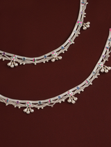 Multicolour Beads and Ghungroo Bells Silver Anklet