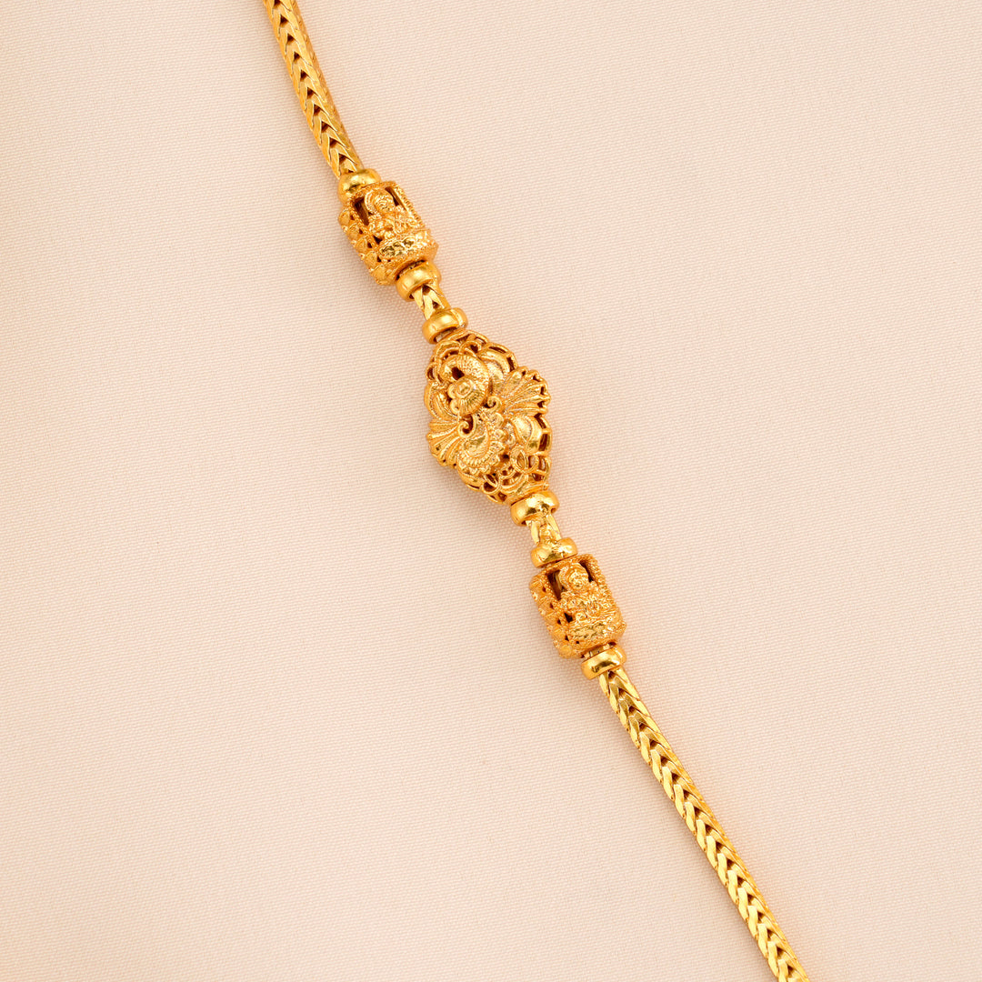 Shining Peacock Design Silver Mugappu Chain