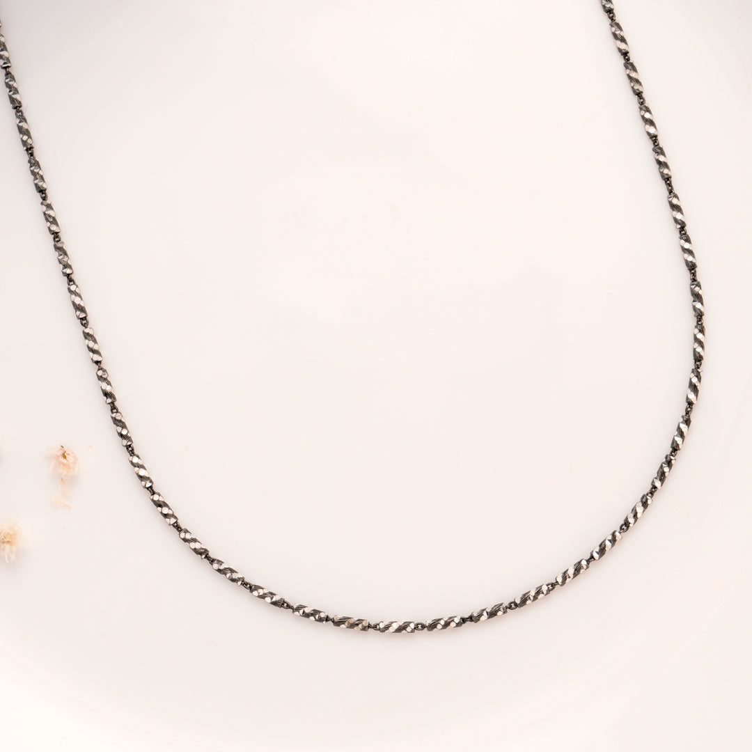 Black Rope Design Silver Chain