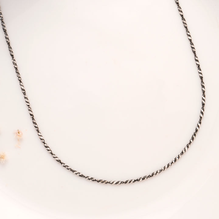 Black Rope Design Silver Chain