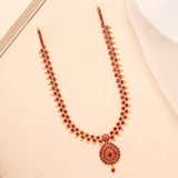 Square Ruby Drop Pendant Silver Necklace Set
