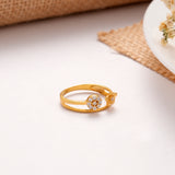 Golden Circle Flower White Stone Ring
