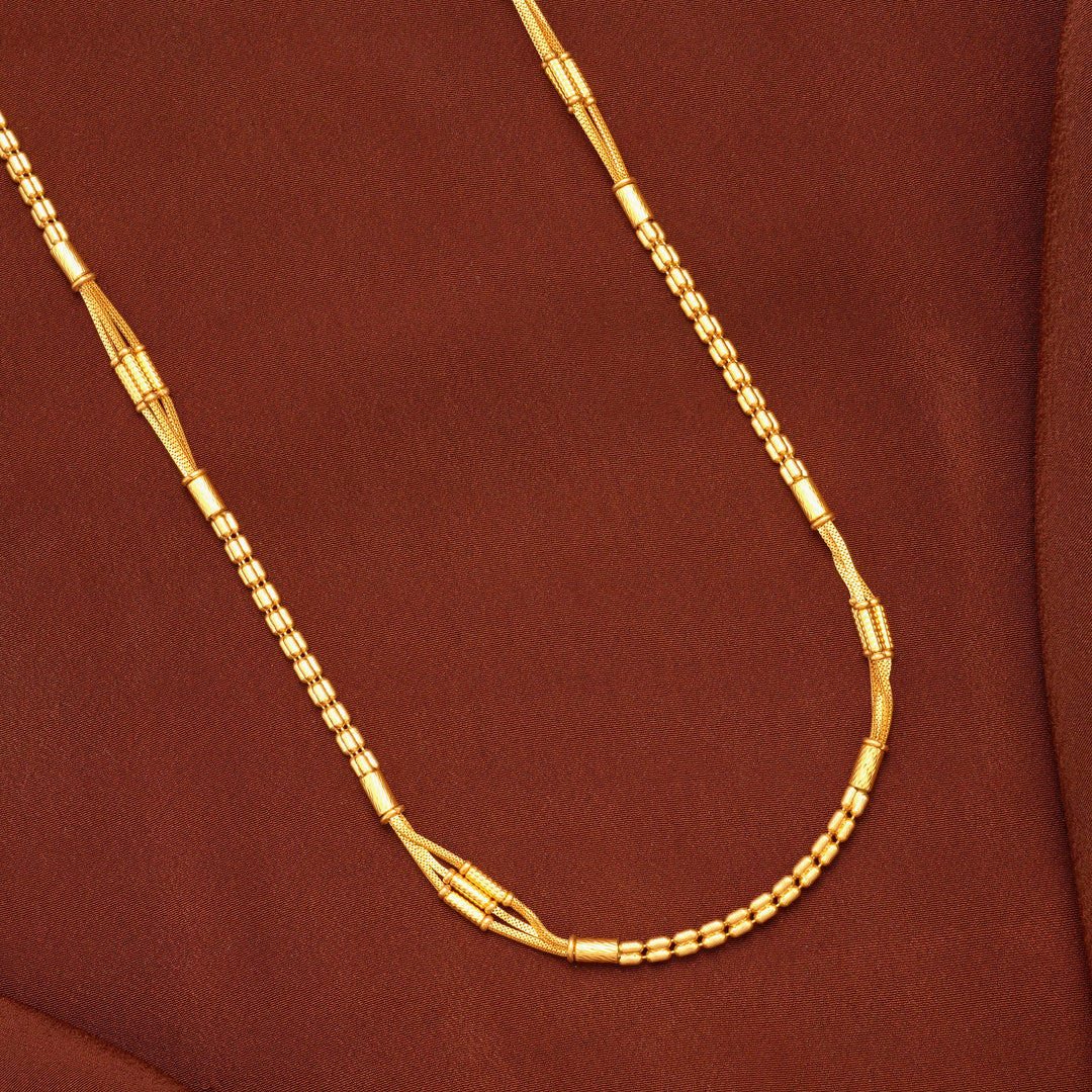 Spine Barrel Pattern Gold Chain for Women
