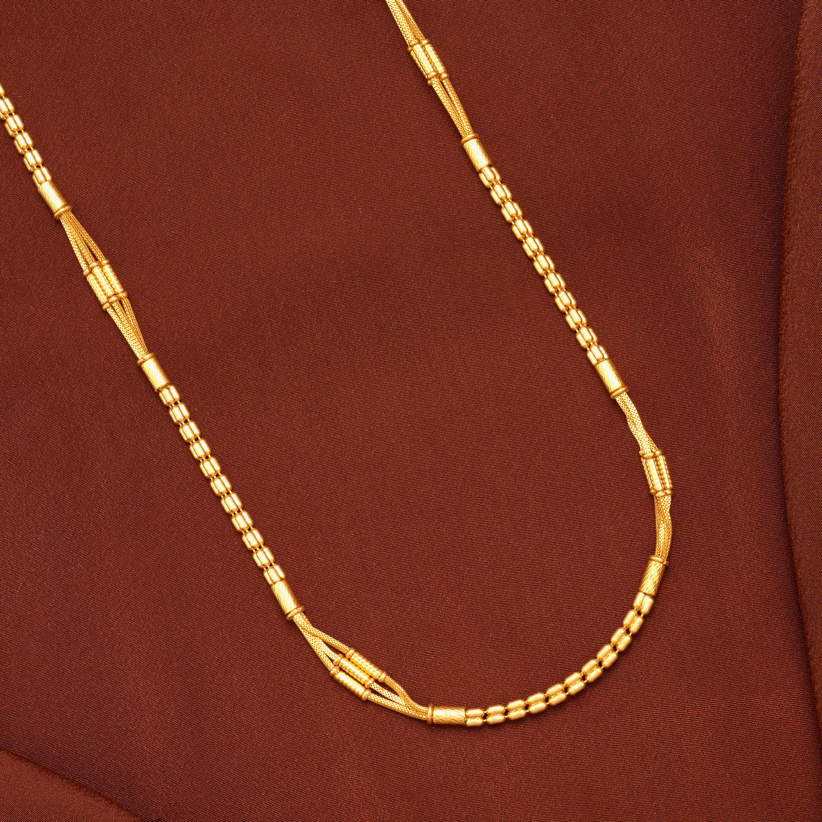 Spine Barrel Pattern Gold Chain for Women