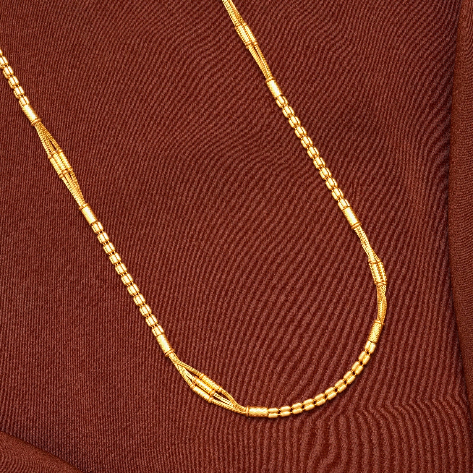 Spine Barrel Pattern Gold Chain for Women