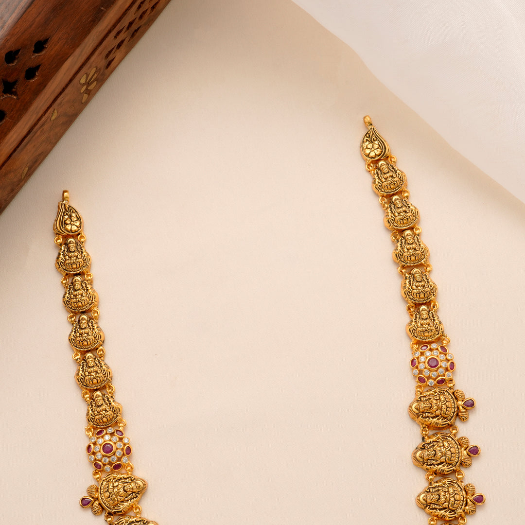 Divine Lakshmi Ruby Gold-Plated Haram