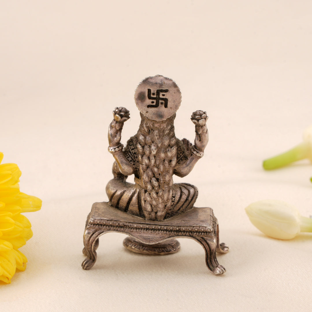 Devotional Antique Silver Lakshmi Statue