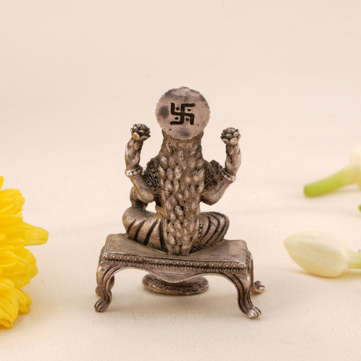 Devotional Antique Silver Lakshmi Statue