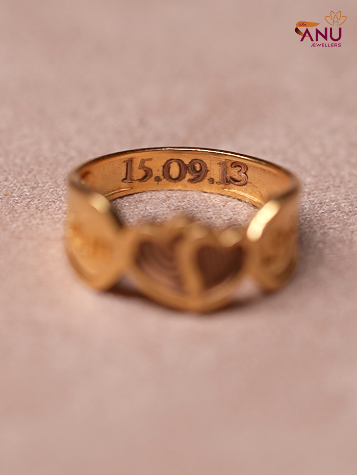 Name Engraved Heart Fingerprint Ring