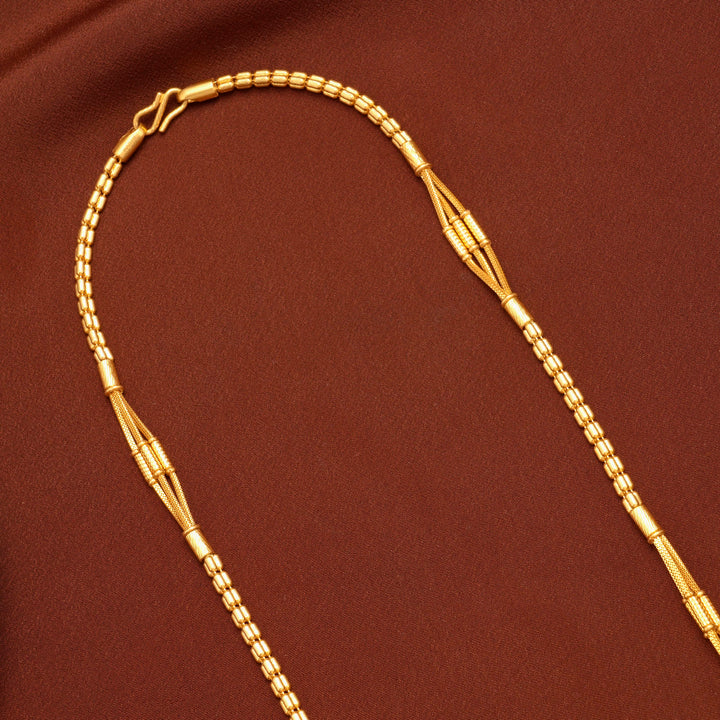 Spine Barrel Pattern Gold Chain for Women
