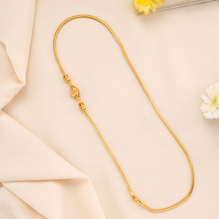 Shining Peacock Design Silver Mugappu Chain