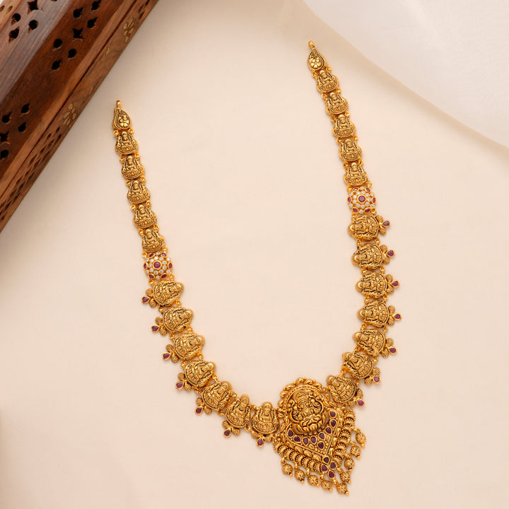 Divine Lakshmi Ruby Gold-Plated Haram