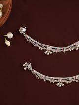 Multicolour Beads and Ghungroo Bells Silver Anklet