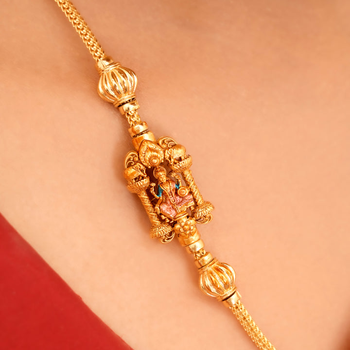 Radiant Temple Style Lakshmi Mugappu Chain