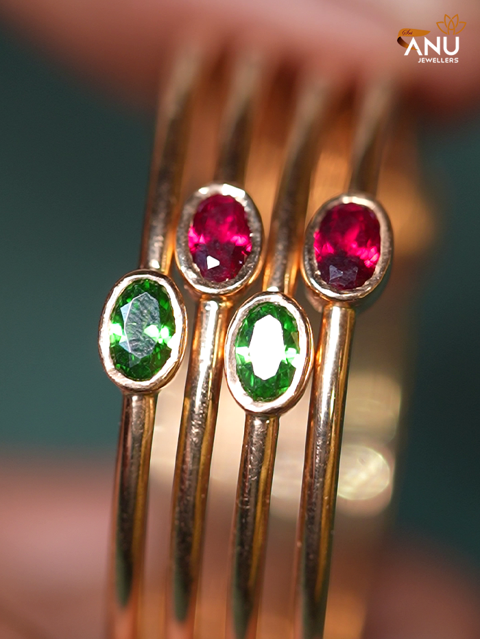 Traditional Ruby-Emerald Baby Bangle