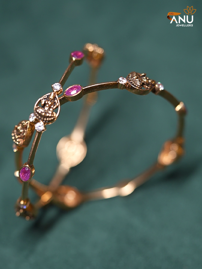 Traditional Ruby-Emerald Baby Bangle