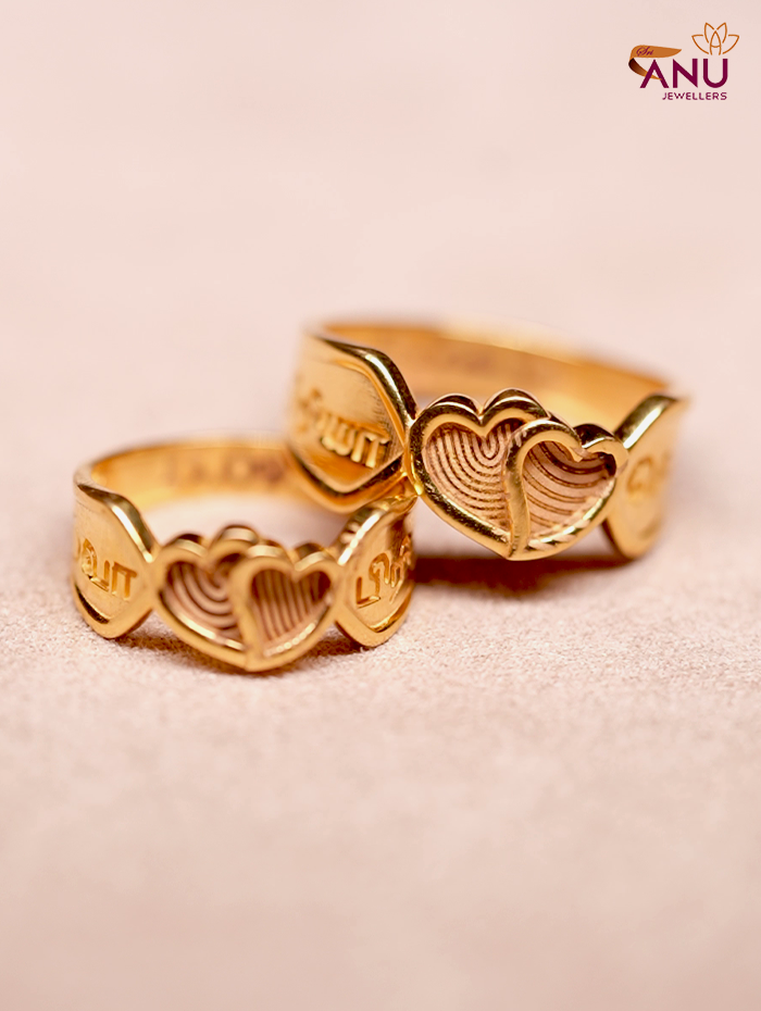 Name Engraved Heart Fingerprint Ring