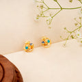 Graceful Floral Enamel Golden Stud