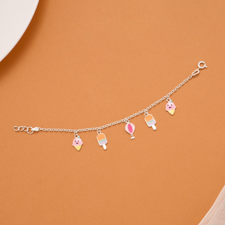 Tiny Ice Creams Silver Kids Bracelet