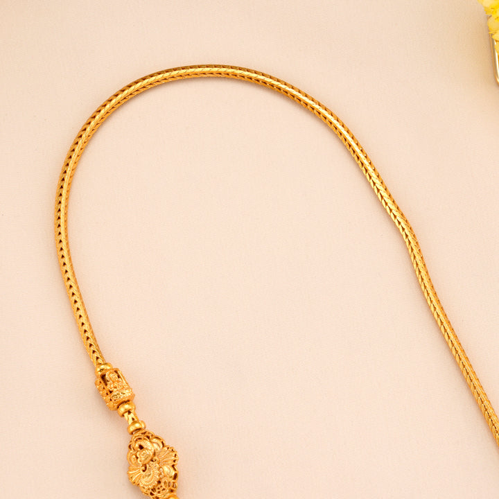 Shining Peacock Design Silver Mugappu Chain