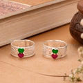 Twin Enamel Design Silver Toe Ring