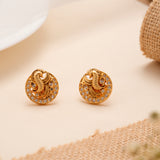 Antique Golden Peacock Design Stone Stud