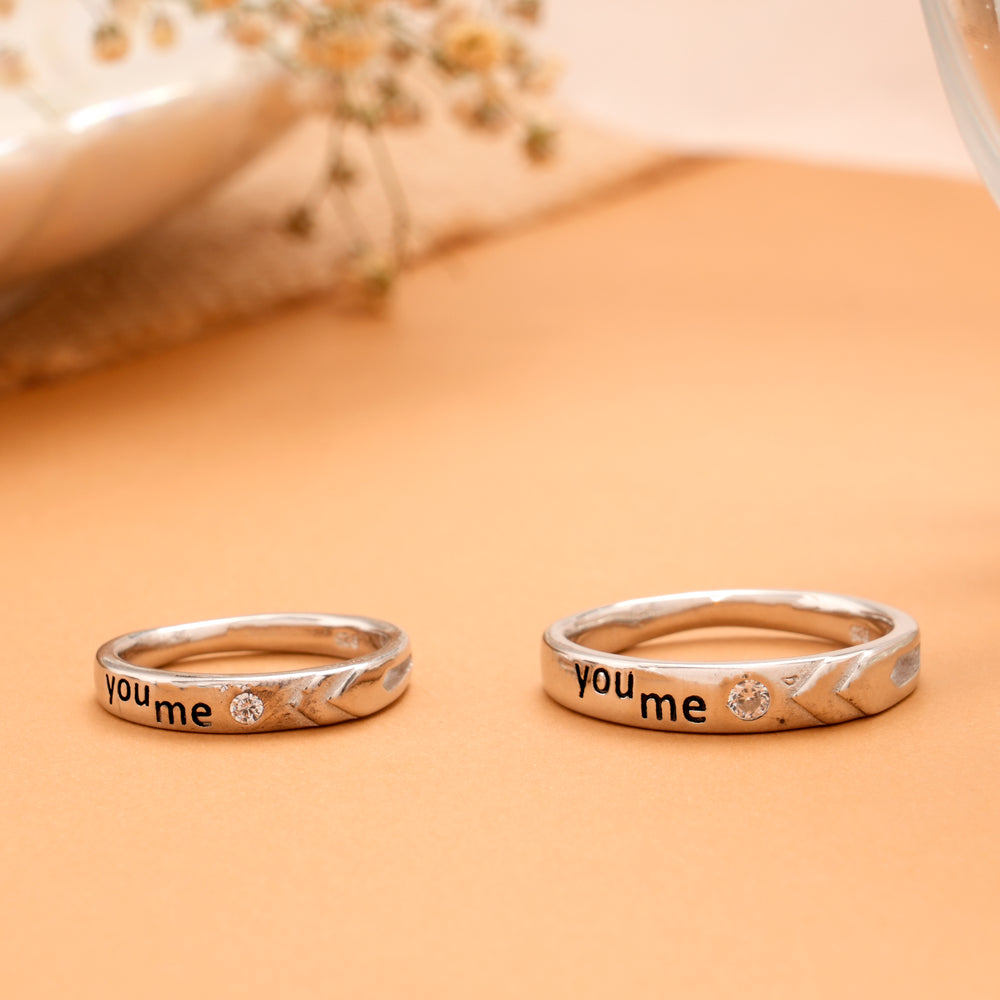 Antique You & Me Engraved Couple Silver Ring