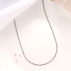 Black Rope Design Silver Chain
