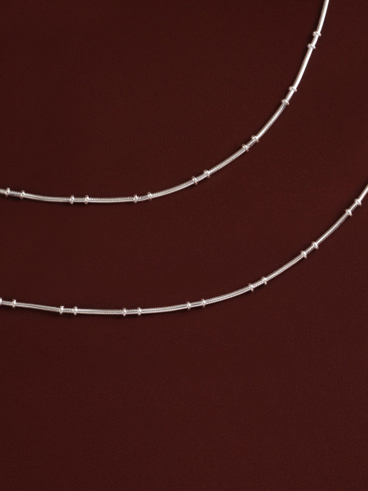 Simple Clipping Silver Anklet