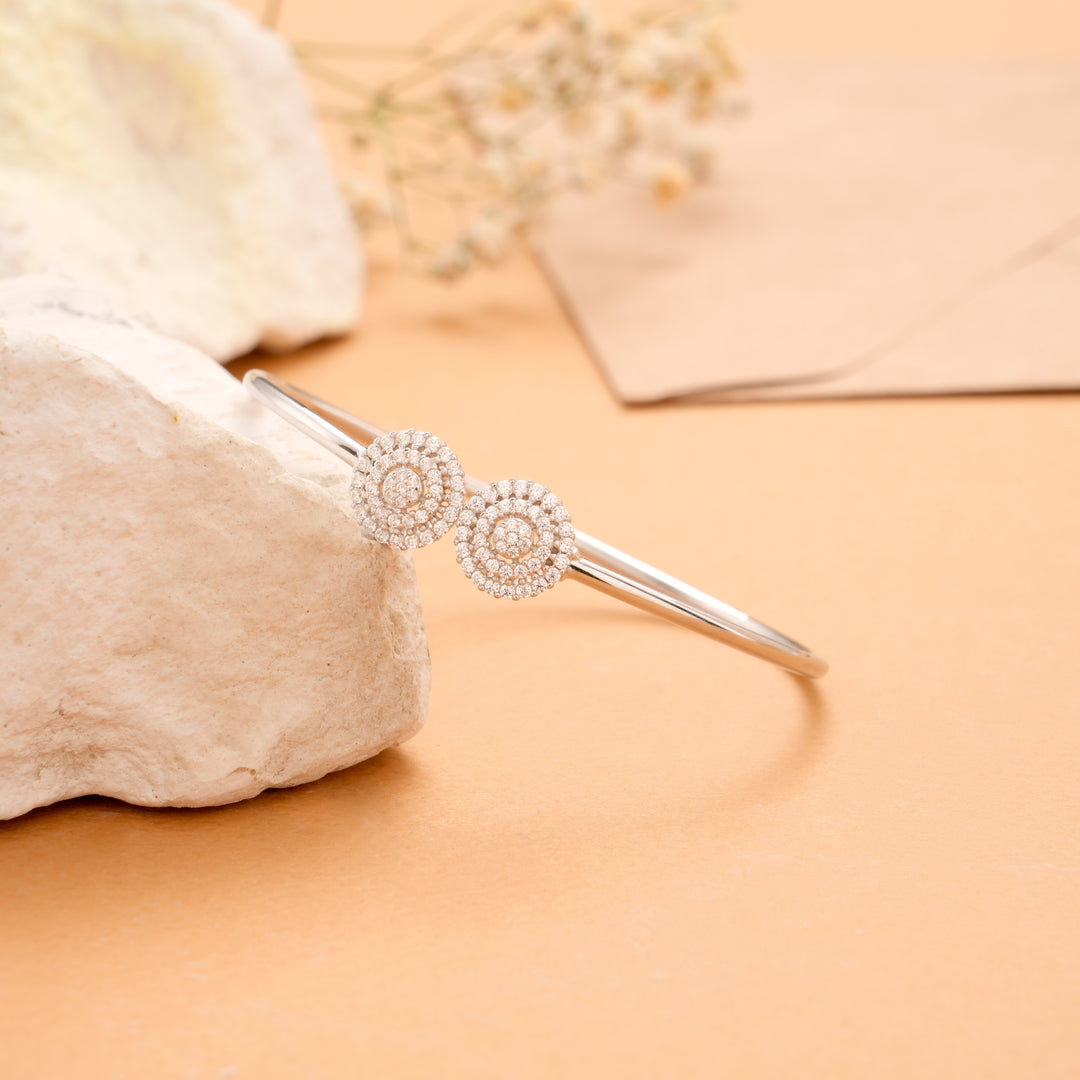 Shining Dual Silver White Stone Bracelet