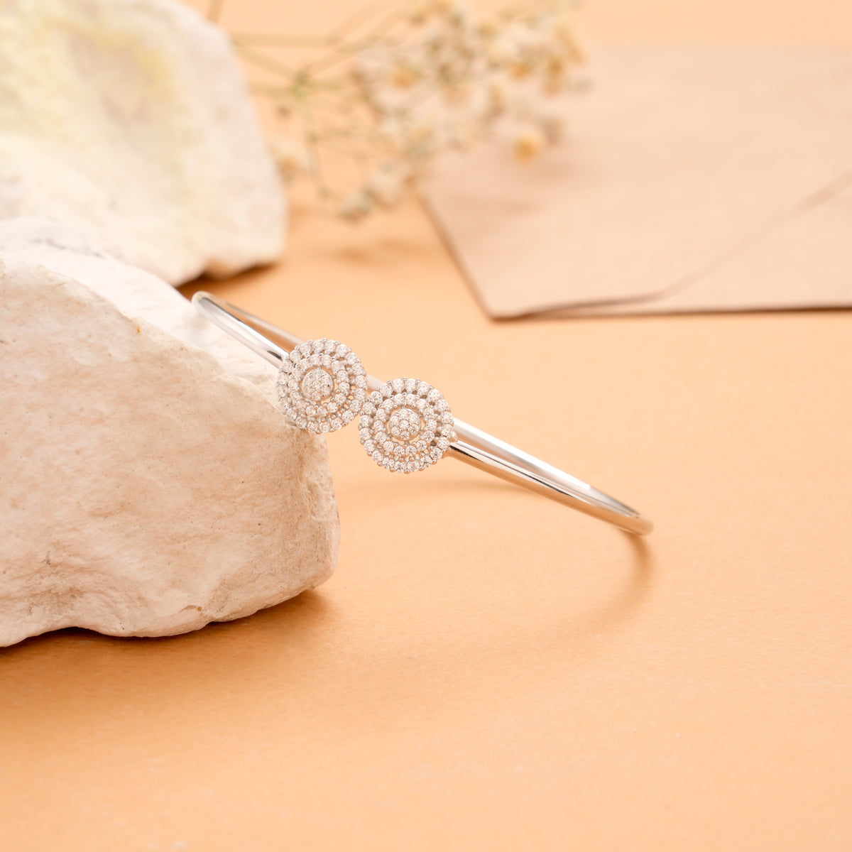 Shining Dual Silver White Stone Bracelet