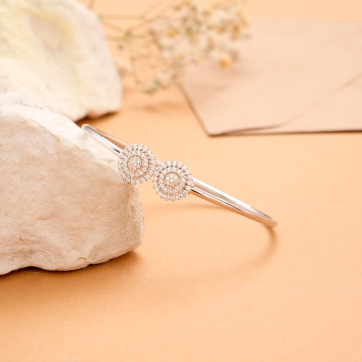 Shining Dual Silver White Stone Bracelet