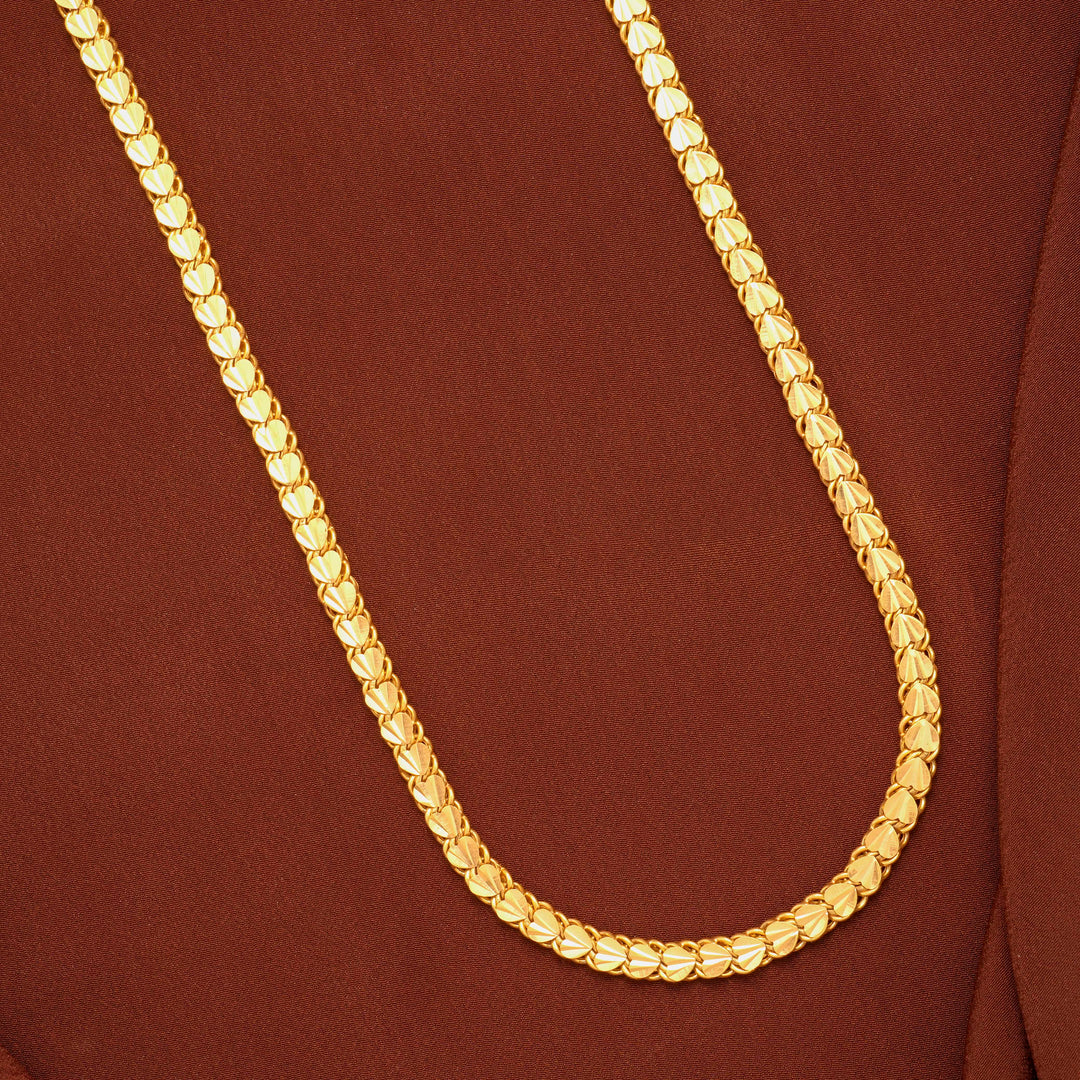 Gold Structured Heart Link Chain for Men