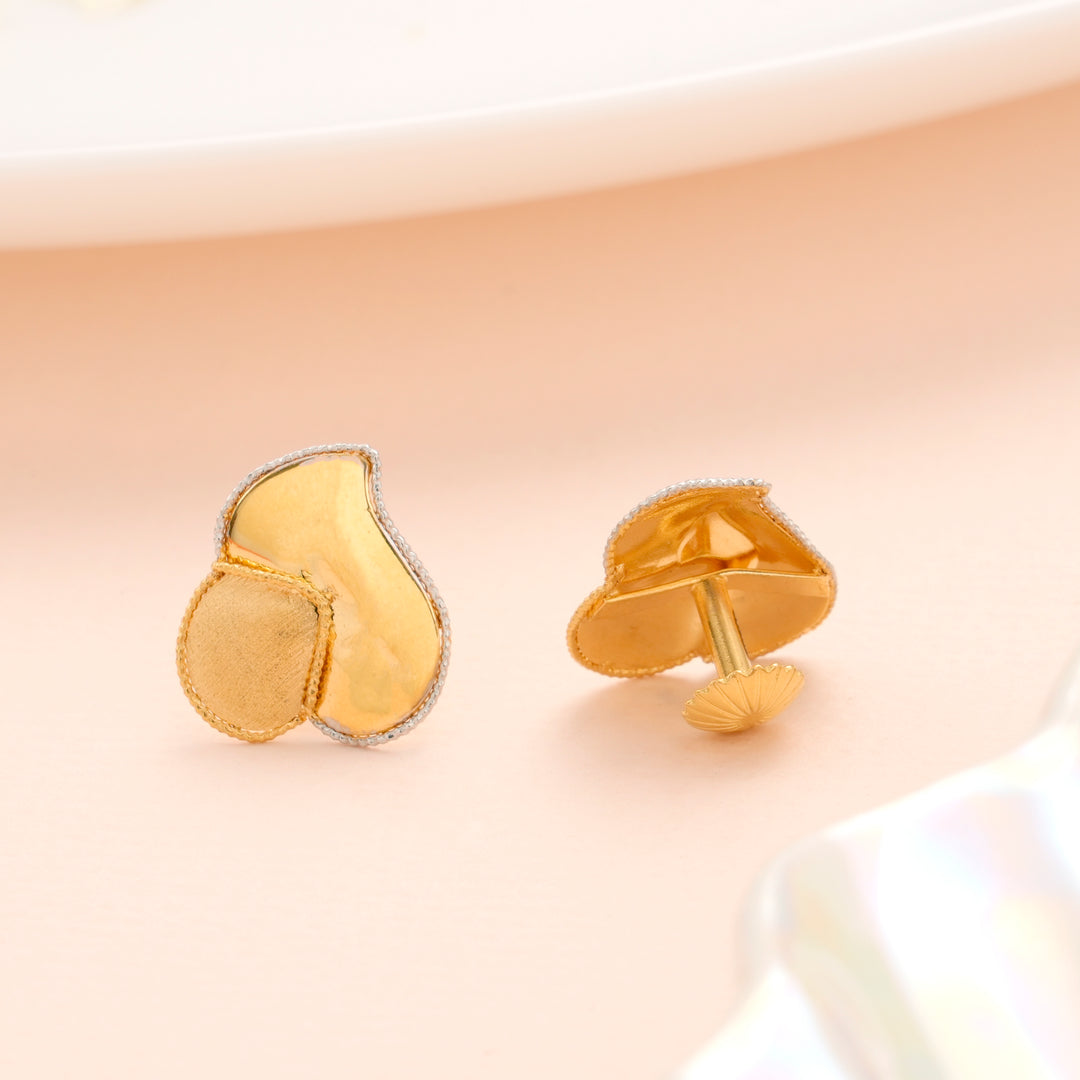 Dual Layer Petal Gold Stud Earrings