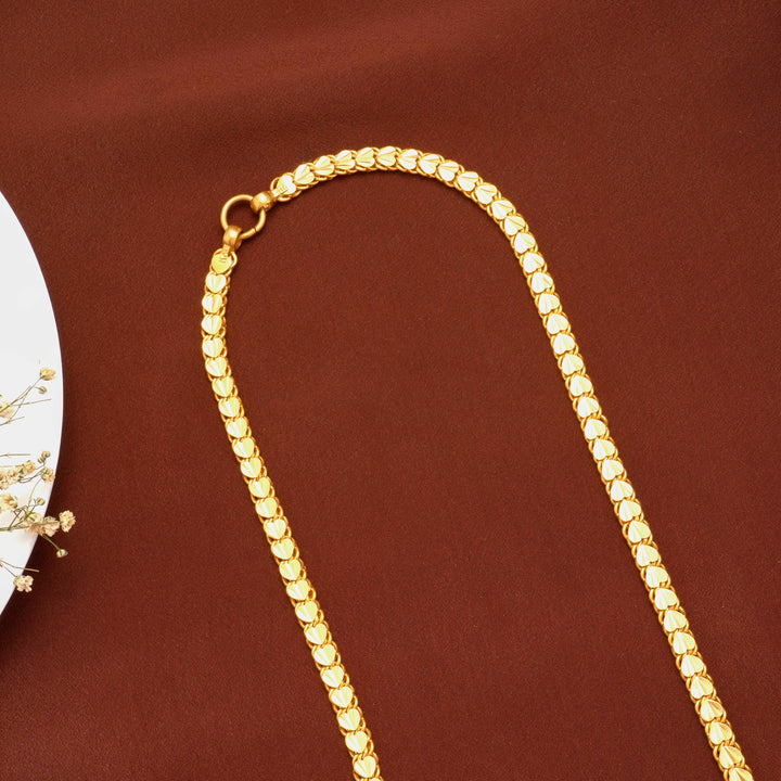 Gold Structured Heart Link Chain for Men