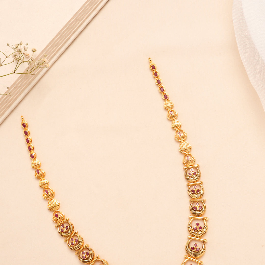 Temple Pendant Golden Necklace Set
