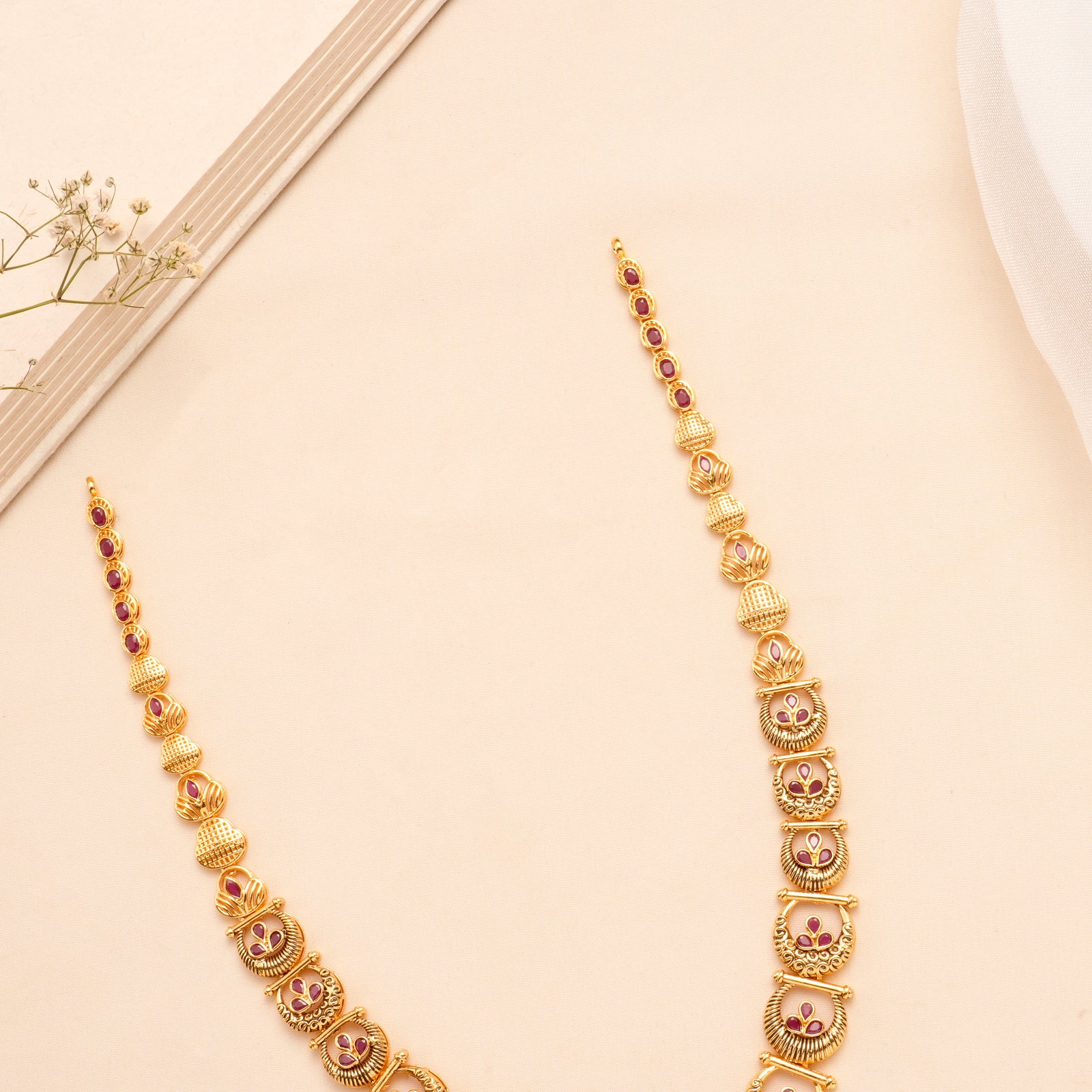Temple Pendant Golden Necklace Set