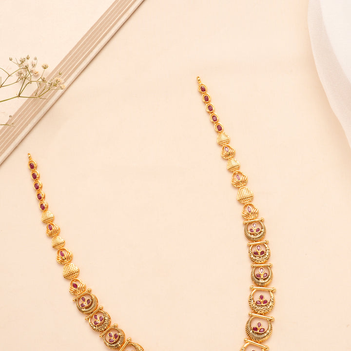 Temple Pendant Golden Necklace Set