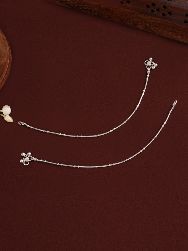 Simple Clipping Silver Anklet