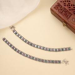 Antique Silver Parrot Drop Anklet