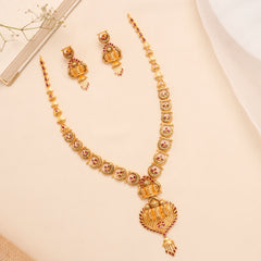 Temple Pendant Golden Necklace Set