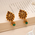 Antique Paisley Ruby Green Drop Golden Stud