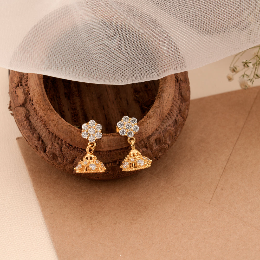 Luxury Sparkle with Blossom Silver Jhumkas