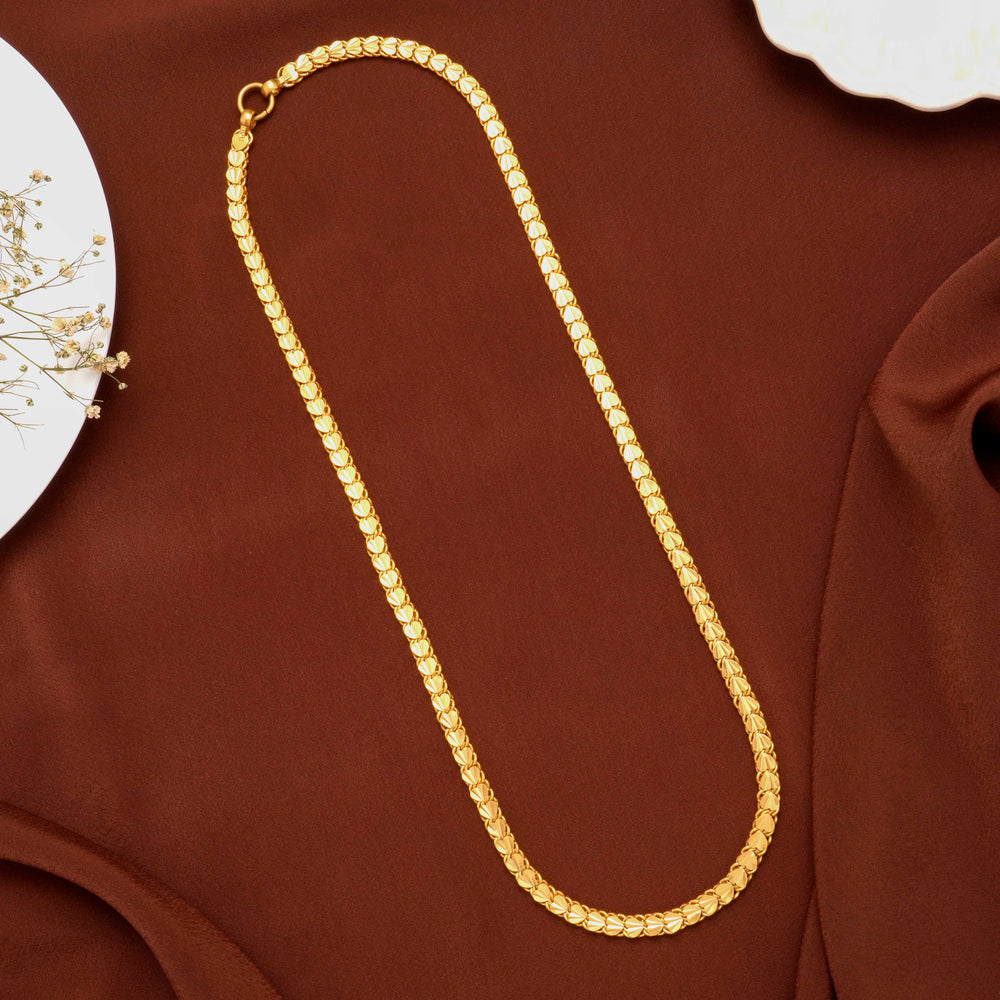 Gold Structured Heart Link Chain for Men