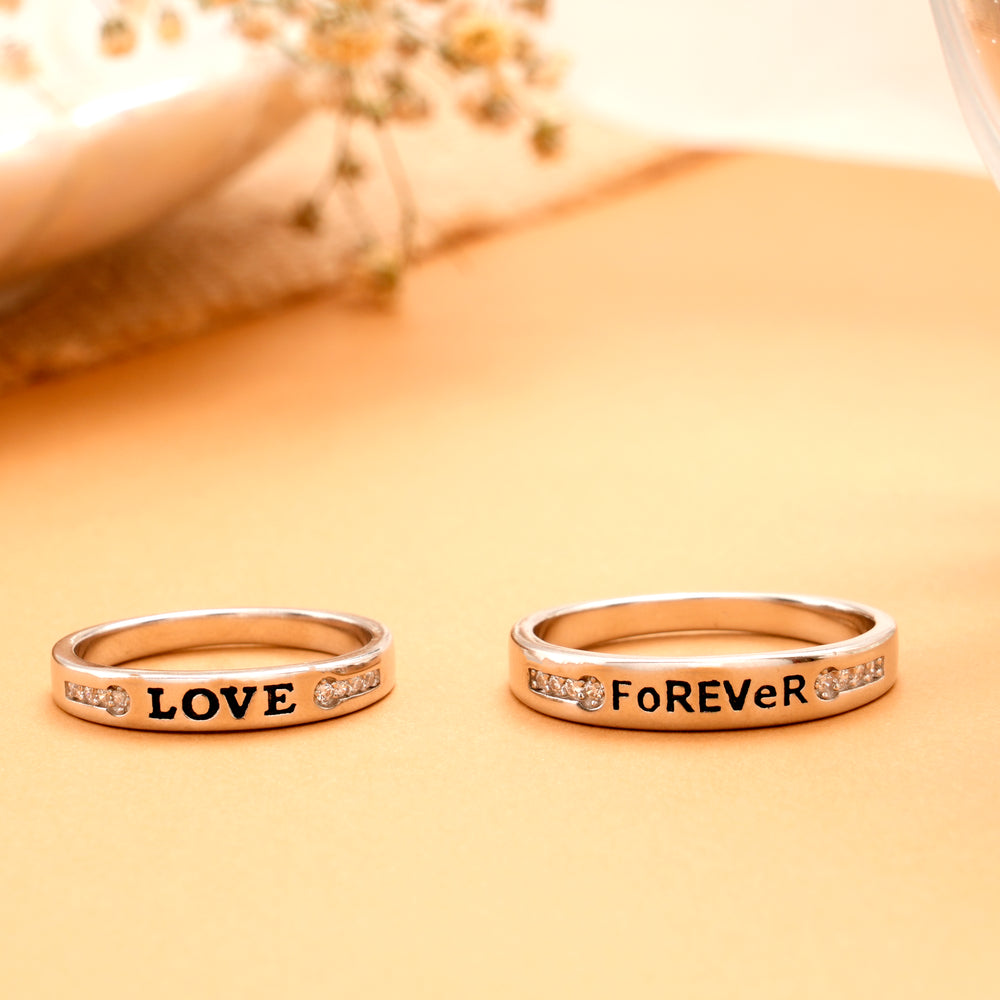 Antique Letter Forever Couples Silver Ring