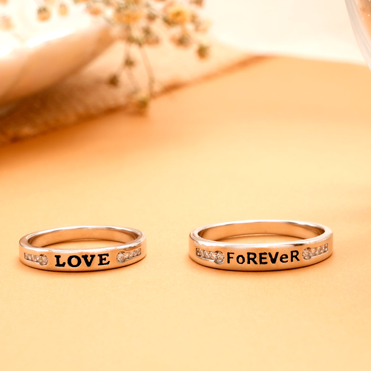 Antique Letter Forever Couples Silver Ring