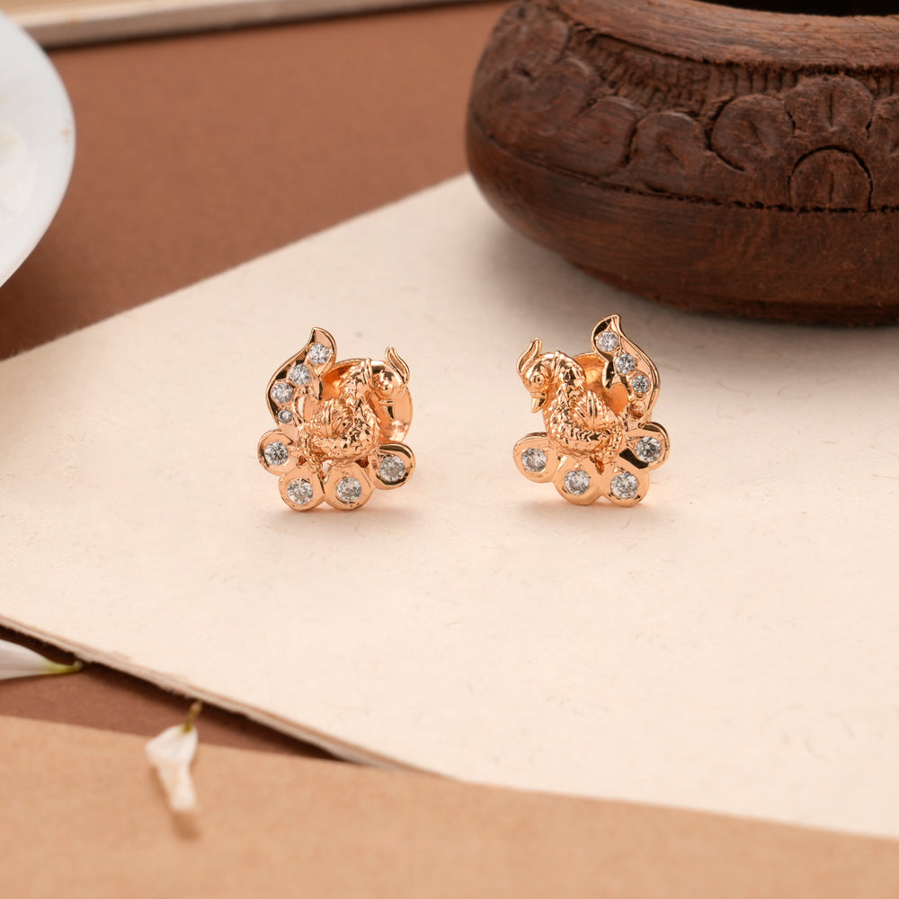 Stylish Rose Gold Peacock Earring